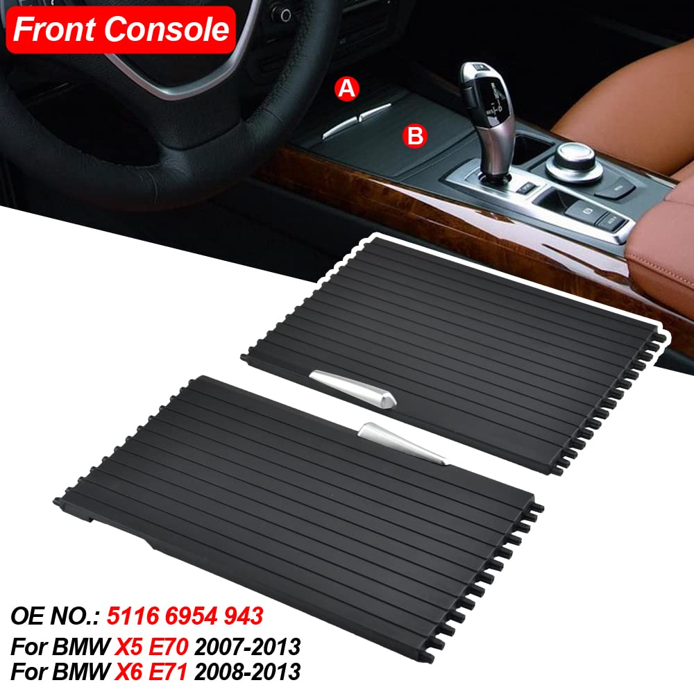Auto Centro Console Portabicchieri Copertura Scorrevole Roller Tende Scatola di Immagazzinaggio Cerniera Scorrevole Copertura Compatibile con B-MW X5 E70 X6 E71 E72 07-14-A+B Sezione