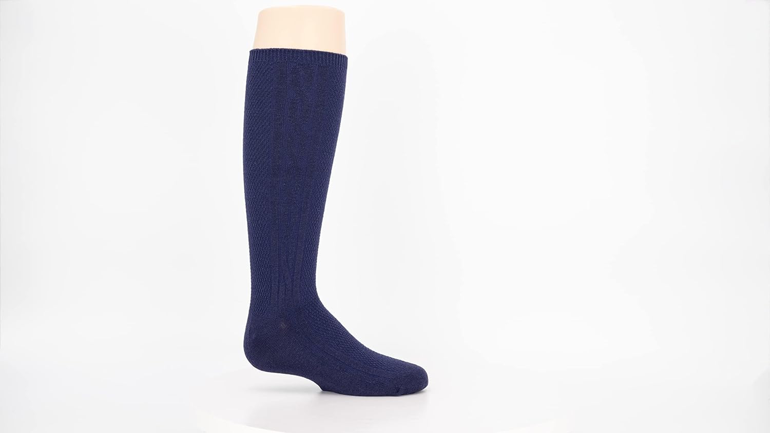 Girls 6 Pair Pack Soft Uniform Cable Dress Knee High Socks Comfort Seam Toe White or Navy Sizes Small to Large