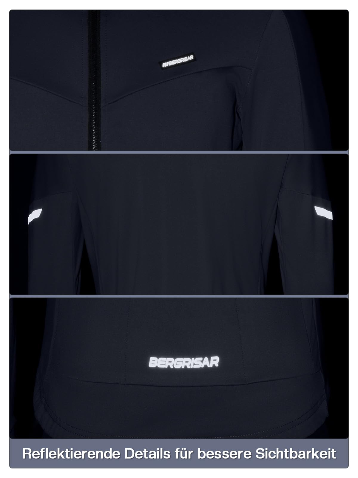 BERGRISAR Maglia da ciclismo in pile, da uomo, a maniche lunghe, per autunno e inverno, termica, elastica