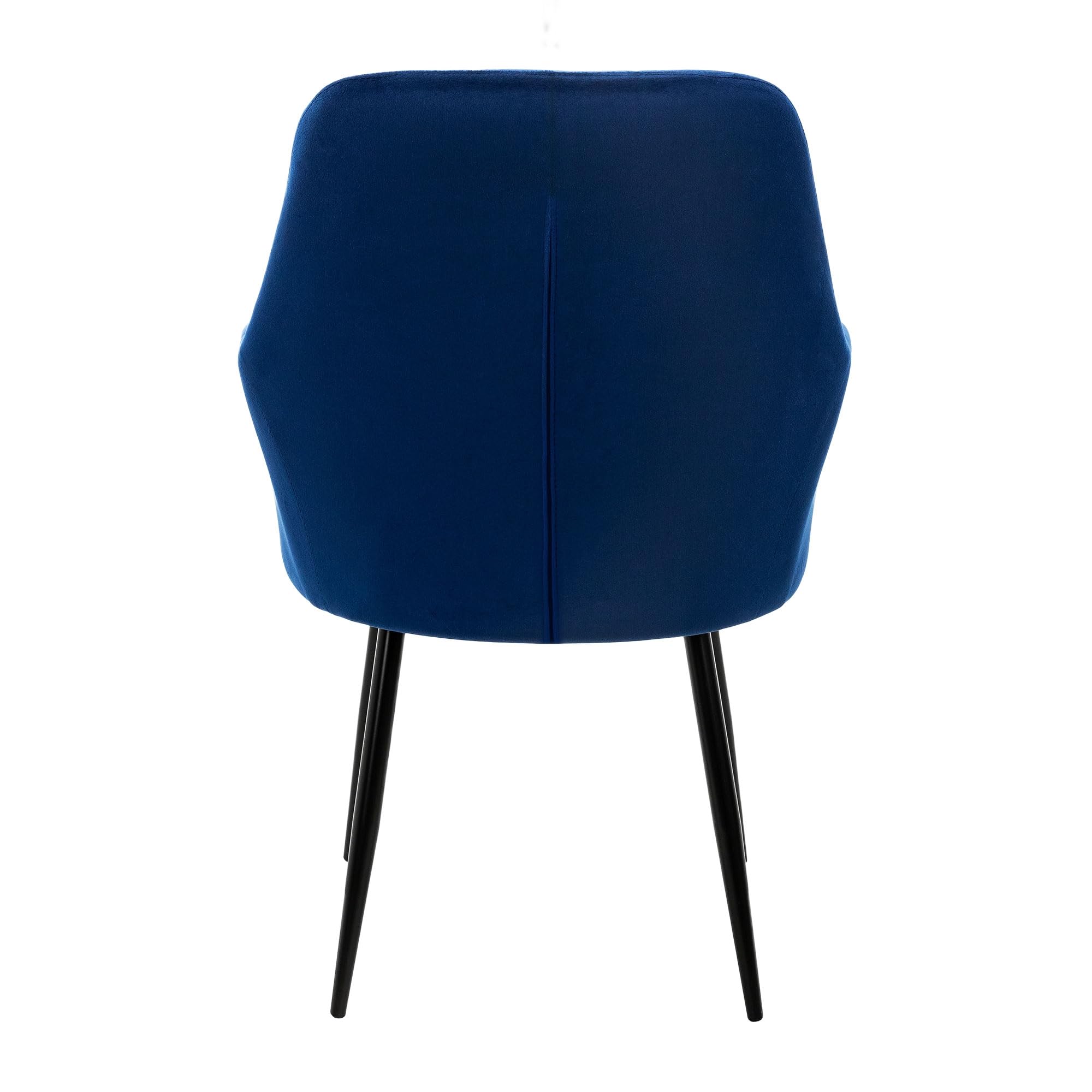 ECD Germany Juego de 6 Sillas de Comedor con Respaldo y Reposabrazos Azul Oscuro Asiento de Terciopelo Tapizado Sillón con Patas de Metal Negro Muebles Decorativos Diseño Moderno Ideales para el Hogar