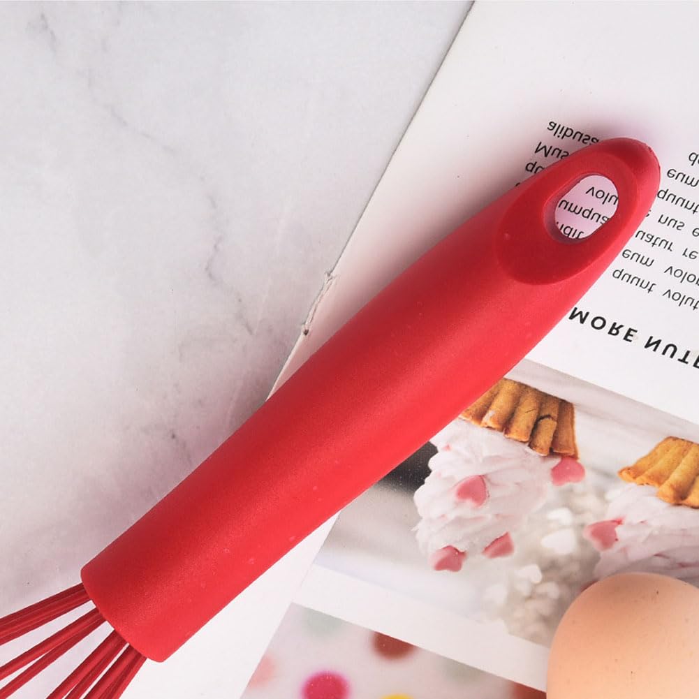 Ousyaah Silicone Whisk (6 Pcs), 10-Inch Whisks for Cooking, Heat Resistant Kitchen Whisks for Non-stick Cookware, Balloon-Head Egg Beater for Blending, Whisking, Beating, Frothing and Stirring, Red - Image 9