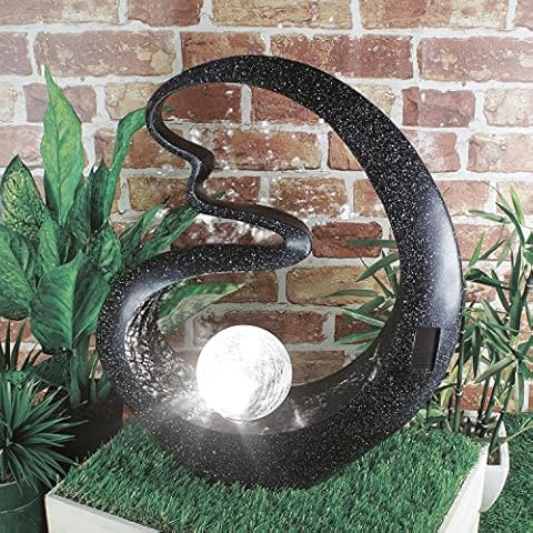 GardenKraft Solar Powered Medusa Garden Ornament / Cracked Glass Ball Light / Decorative Illumination / Weatherproof / Auto-On / 45cm x 30cm / Black / 0.5W Cover