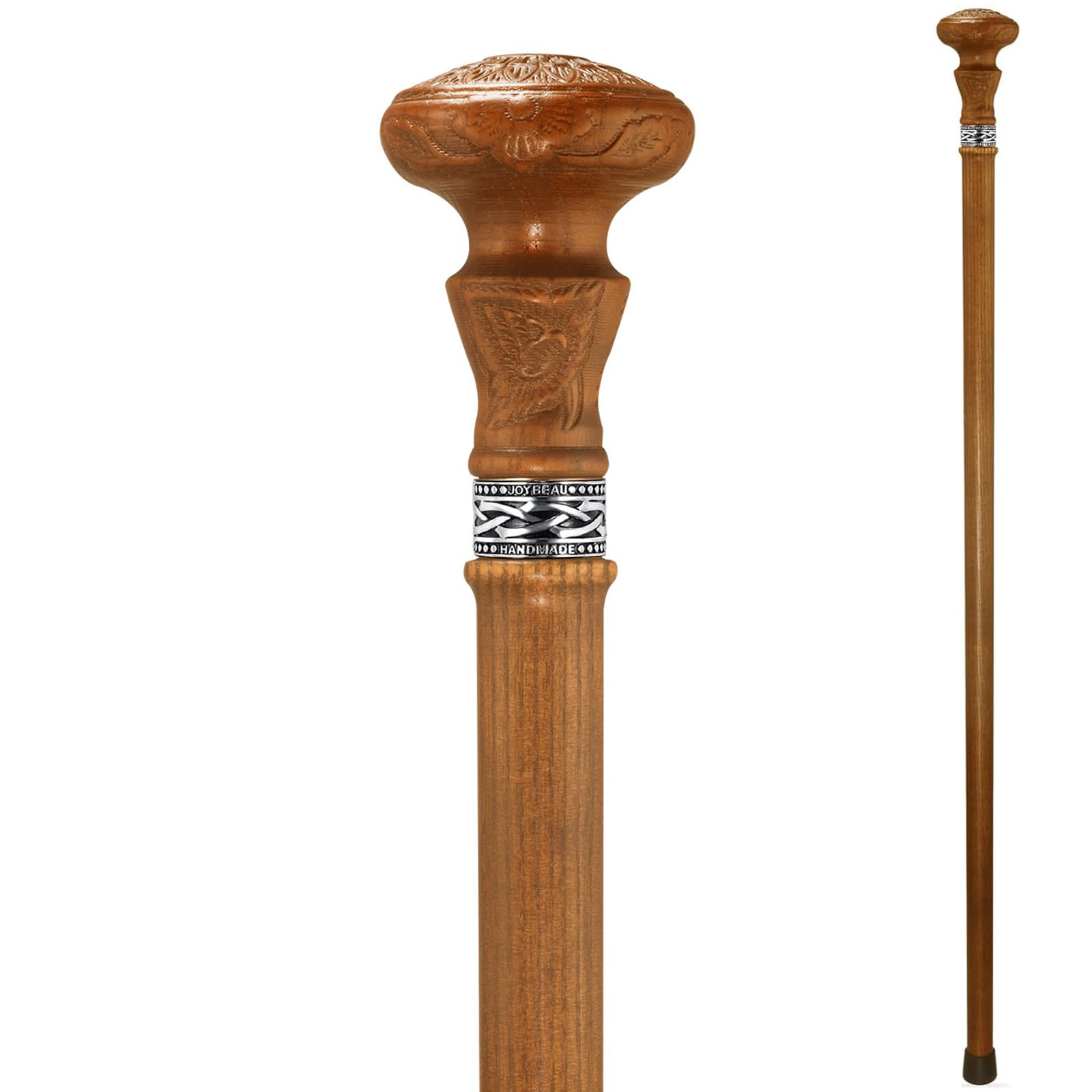 JOYBEAU Vintage Walking Cane, Wooden Walking Stick, Canes for Men, Canes for Women -Handmade, Ergonomic, Hardwood Ash Wood - Victorian Cane, Fancy Cane
