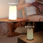 Touch Bedside Table Lamp, 3 Way Dimmable Small Lamp for Bedroom, LED Lamp with Warm White Sensory Fiber Optic Lights, Multi-Color Smart Nightstand Lamp Night Light for Reading Living Room Home Gifts
