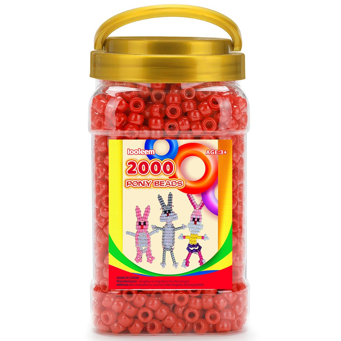Iooleem Pony Beads(2000pcs Red Pony Beads), Beads for Bracelets Making, Beads for Crafts, Beading Supplies, Friendship Bracelets Making.