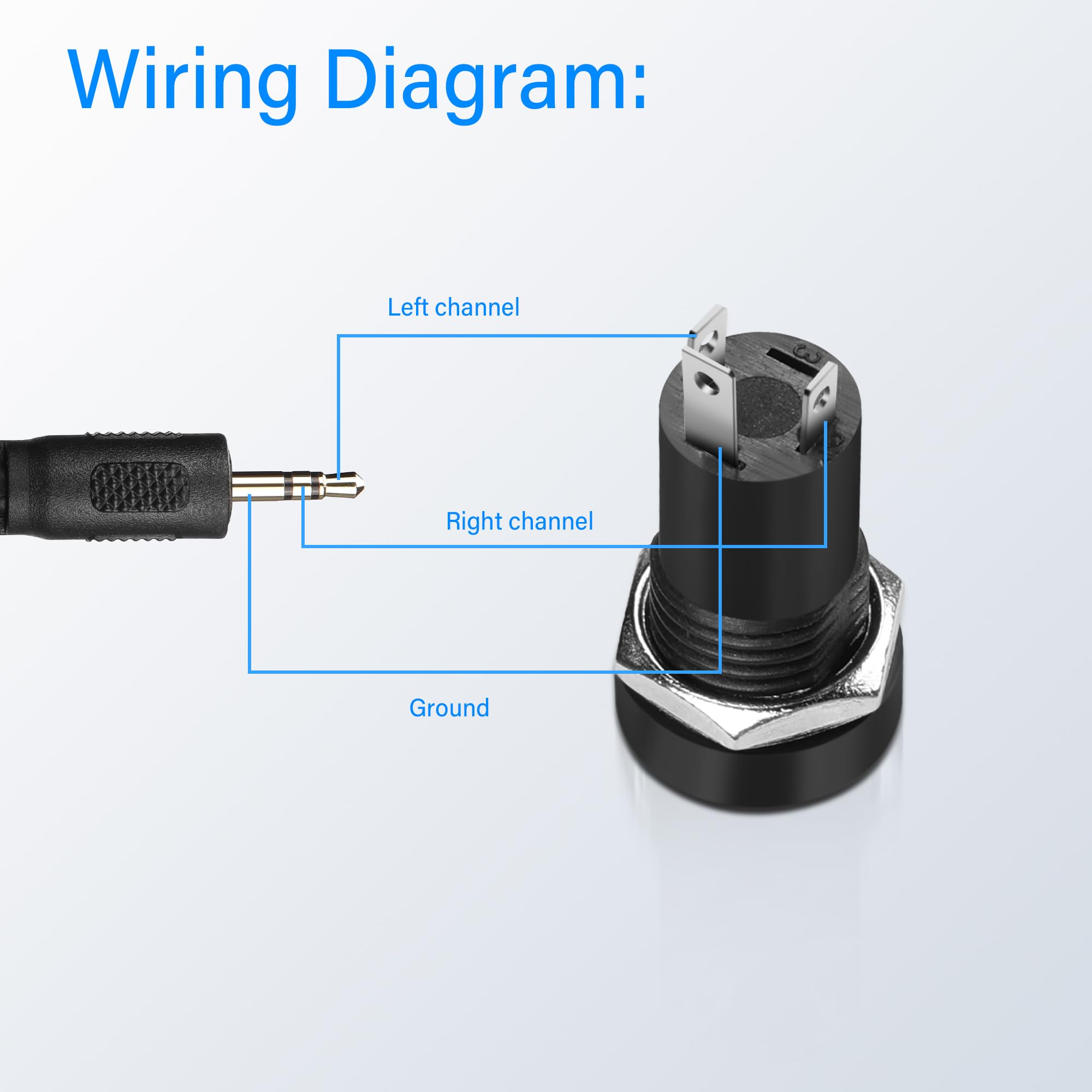 Conector De Pastilla Estéreo Jack, Buena Calidad De Sonido 6,35 Mm Transmisión Estable Plástico 5 Piezas Fácil Instalación Conector Estéreo Para Guitarra (Adelante