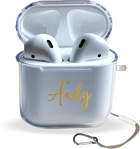 Funda transparente personalizada para Apple AirPods 421  Funda transparente de doble cara con nombre personalizado para AirPods de 421 generación