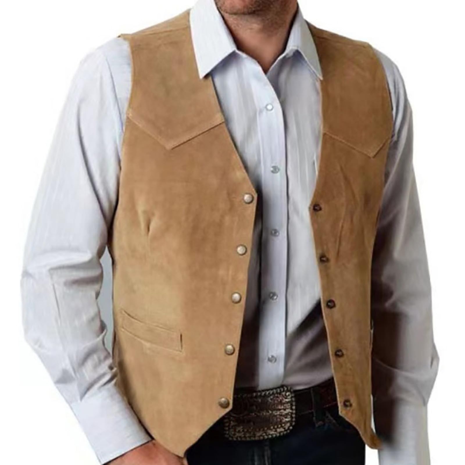Gilet de costume décontracté en daim premium avec poches intégrées - 8