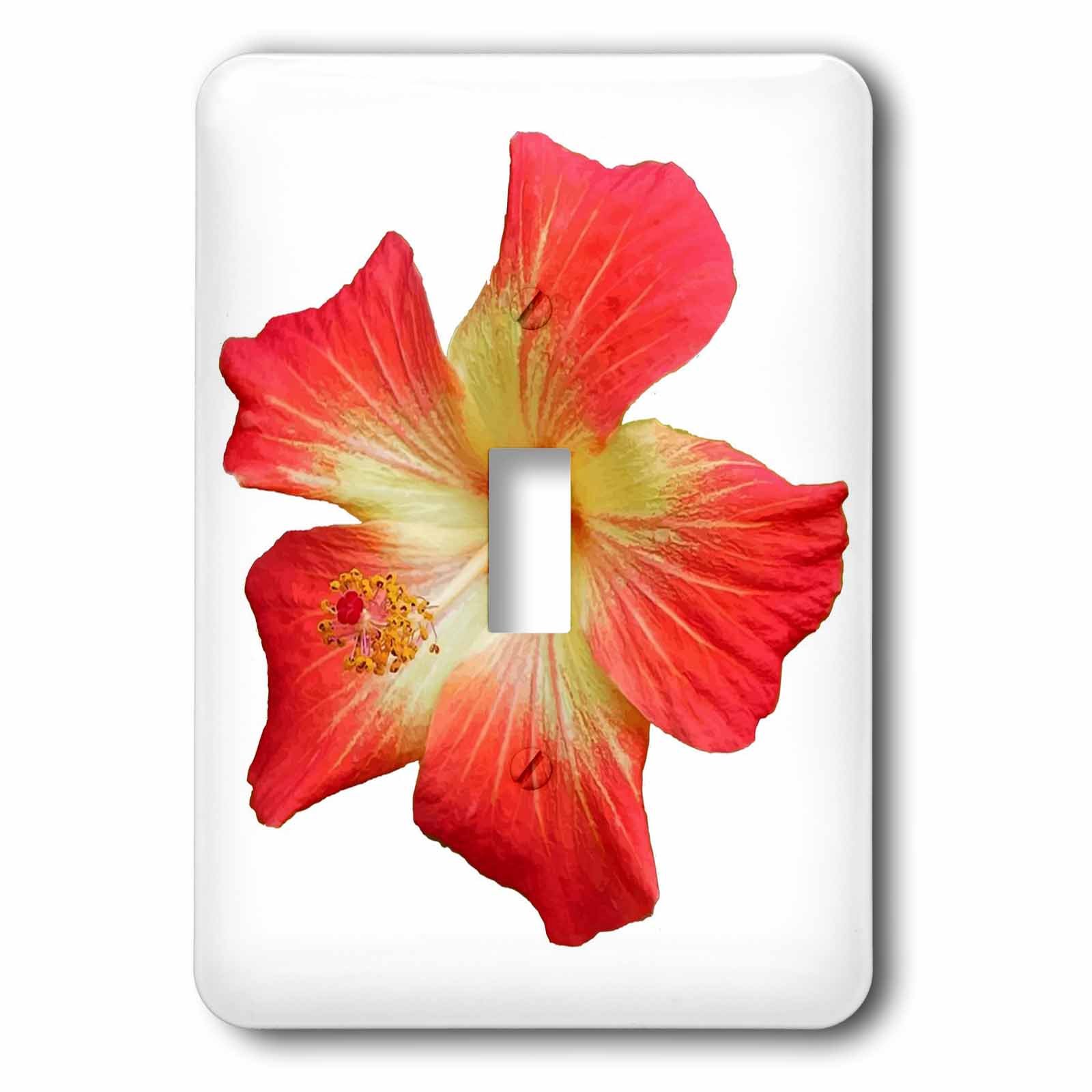 Interrupteur a baïonnette avec commande fluide et motif hibiscus rouge dore