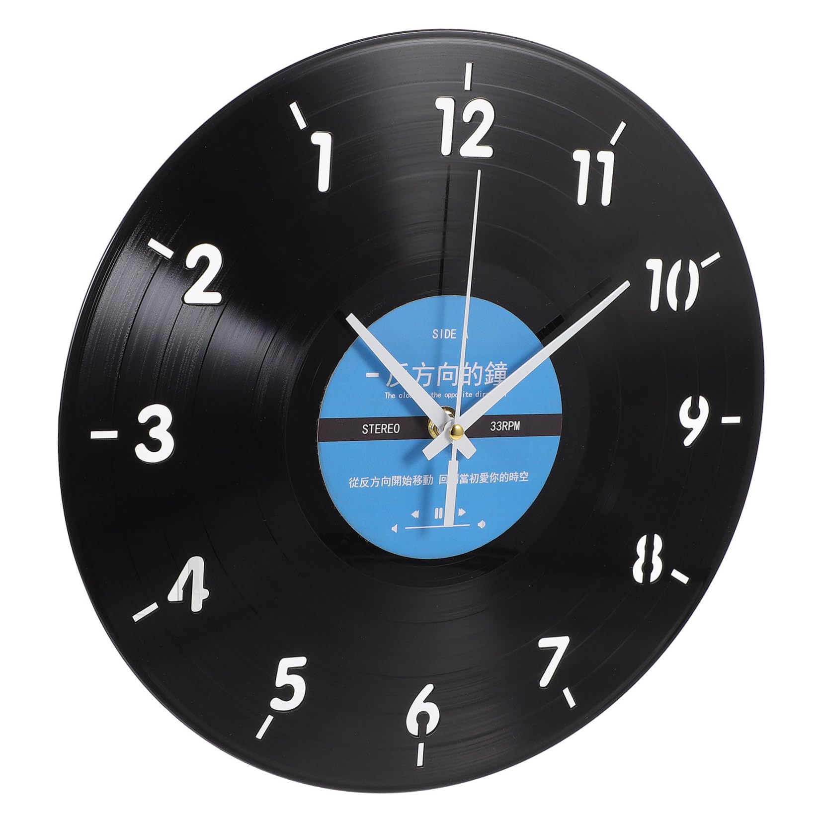 Horloge murale design vinyle noire anti-tic-tac pour décoration moderne