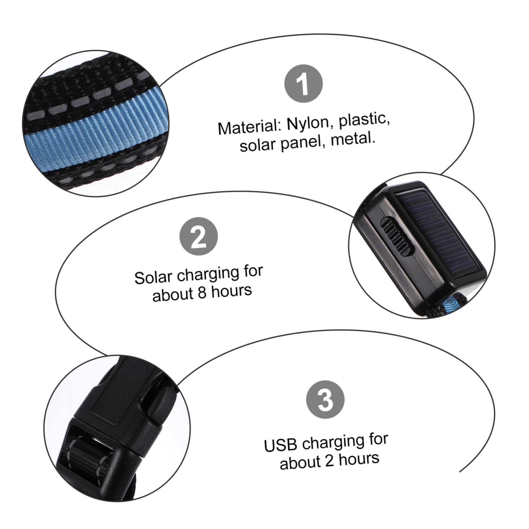 Housoutil 3juegos Collar Led para Perros Recargable por USB y Solar Acolchado y Resistente Visibilidad Alta para Paseos Nocturnos