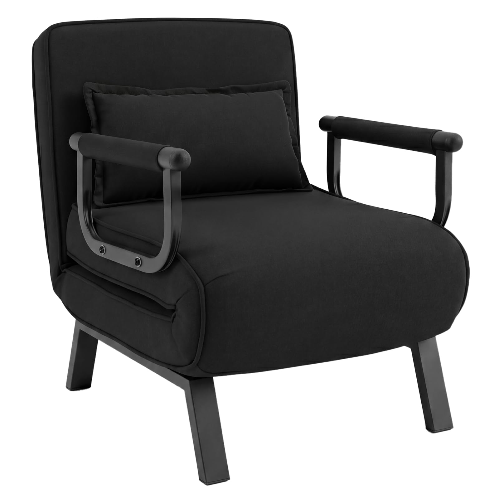 COSTWAY Folding Sofa Bed, Convertible Single Sofa Chair Bed (Black)