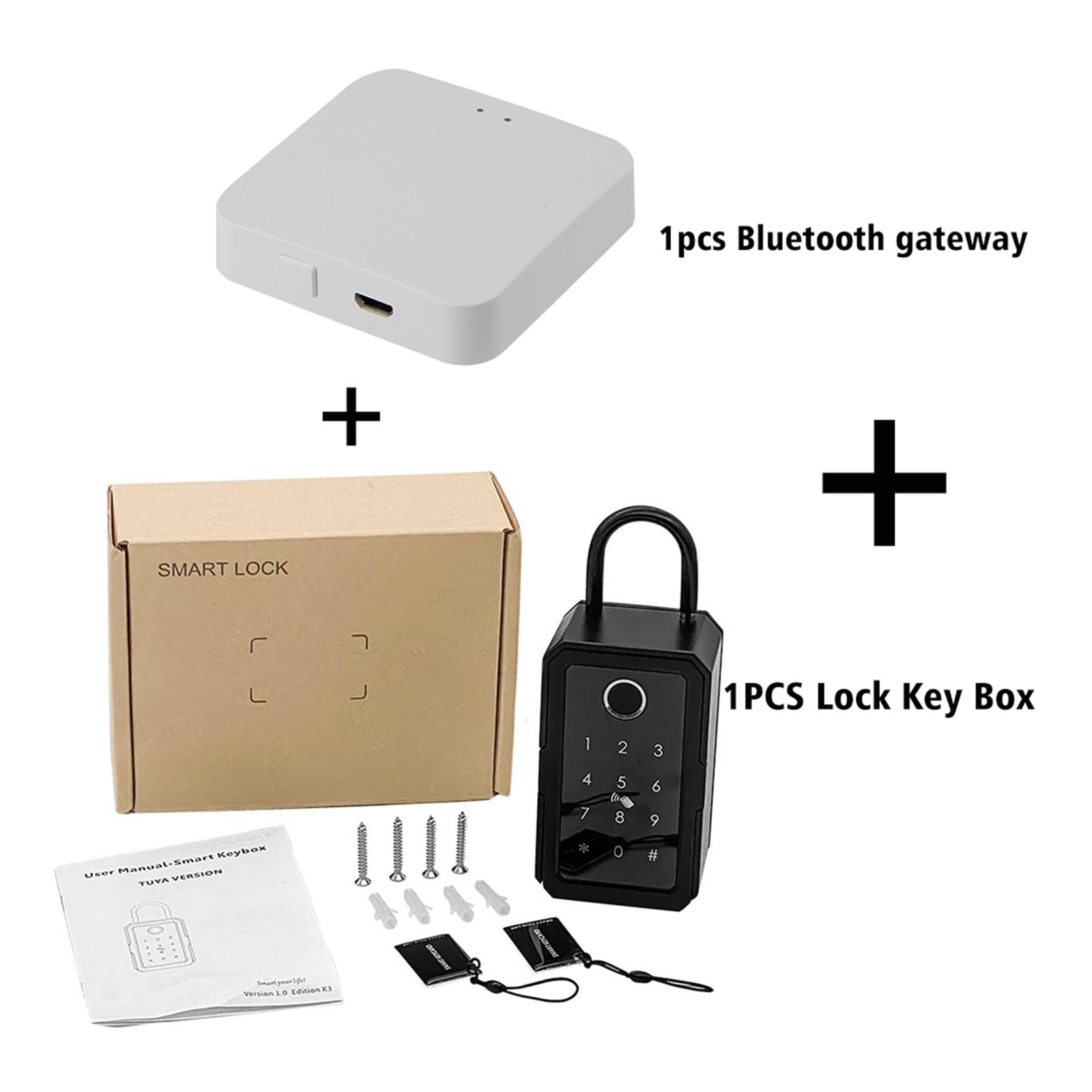Cassaforte per Chiavi Tuya Smart Key Box Impronta Digitale Custodia sicura Blocco Chiave Cassetta di Sicurezza Digitale Codice Combinato Carta IC Sblocco Porta Noleggio(1 Key Box 1 Gateway)