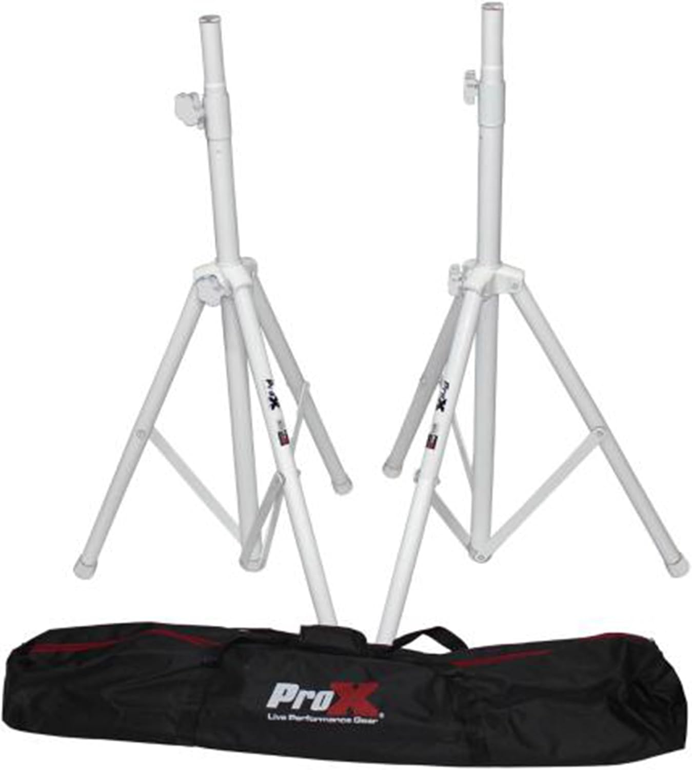 ProX Cases Prox T-SS28P White Heavy-Duty All Metal Speaker Tripod Stand Set of 2, 4-7 ft. (44"-84") Cloud Series