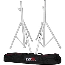 Prox T-SS28P White Heavy-Duty All Metal Speaker Tripod Stand Set of 2, 4-7 ft. 44"-84" Cloud Series