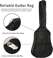 Vista 8 de Kit básico de iniciación de guitarra acústica de viaje de 96.5 cm para principiantes, con afinador, cejilla, cuerdas, enrolladores de cuerdas