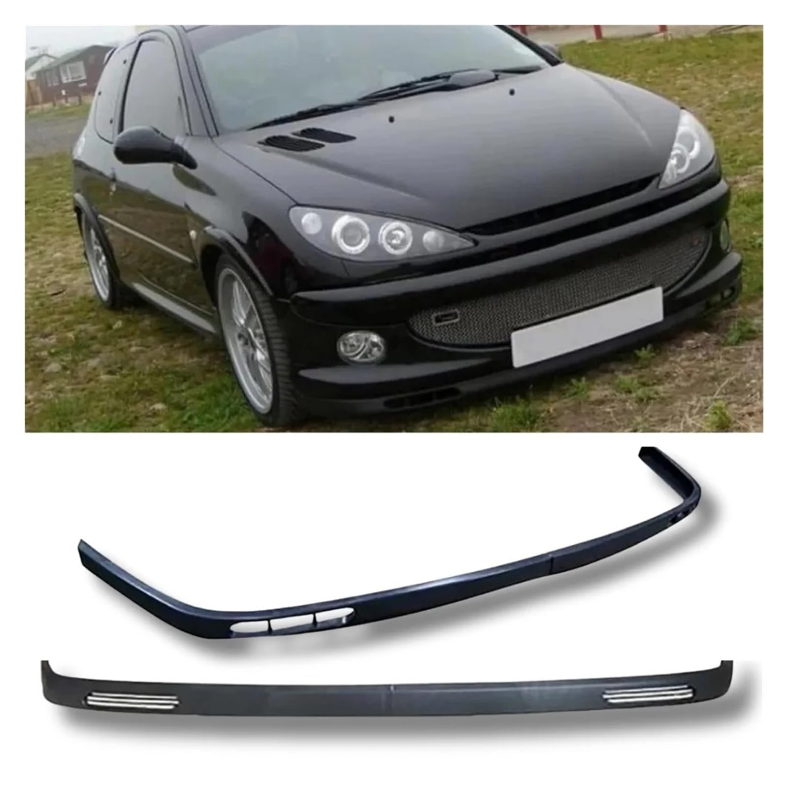 Spoiler Delantero para Peugeot 206 2 Uds Kit Carrocería Parachoques Delantero Accesorios Coche Difusor Divisor Alerón Parachoques Deportivo Piezas Exteriores Afinación Spoiler Parachoques(Model 1)