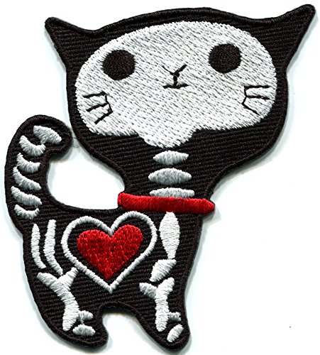 Black X-Ray Cat Kitten Kitty Retro Bad Luck Punk Goth Creepy Embroidered Applique Iron-On Patch New #TOP3
