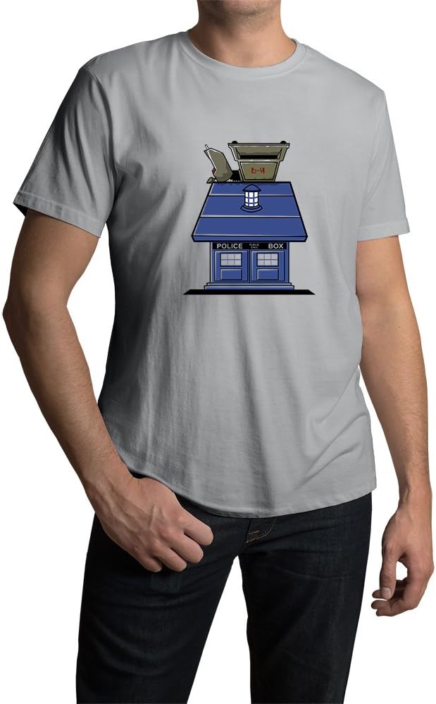 TopsHouse Men's Doctor Who Box Crewneck Short Sleeve T-shirt Grey M Apparel
