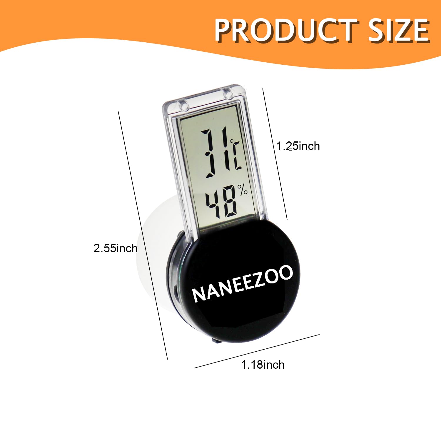 NANEEZOO Reptilien Terrarium Thermometer Hygrometer Digital LCD Display Haustier Hütebox Reptilien Tank Thermometer Hygrometer mit Saugtasche