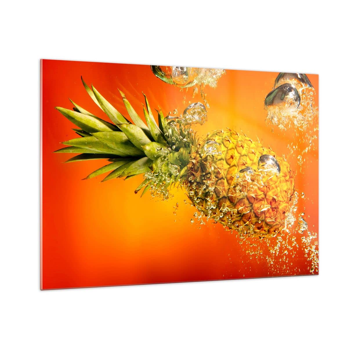 ARTTOR Cuadro Decorativo 100x70cm Moderno Horizontal Cocina - 2209 | caribe Piñas Fruta Cuadro sobre Vidrio Grande Arte mural Dormitorio Cuadros de Pared Impresión en Cristal Glasprint ARTTOR