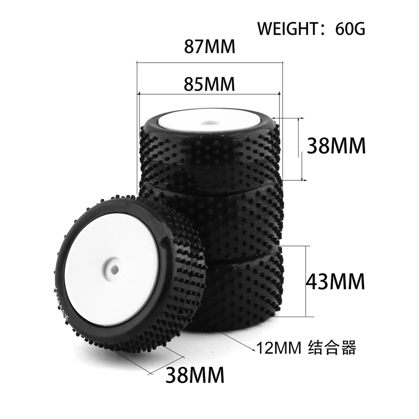 Neumáticos RC para 144001 144010 124019 104001 para HSP para HPI 1/10 RC Car Accesorios 4 Piezas 86 Mm Todoterreno para Neumáticos para Buggy