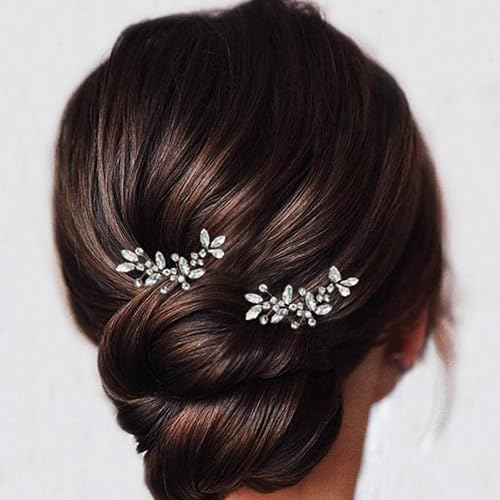 Miniatura 4 de Casdre Crystal Bride - Horquillas de boda plateadas, accesorios para el cabello de novia para mujeres y niñas (paquete de 2)