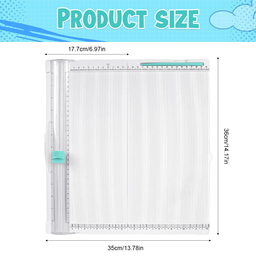 CEWROM Cortador de papel y tabla de plegado, 36 x 35 cm, tabla plegable para papel, cortador de papel con función de plegado multiusos para tarjetas, sobres y cajas