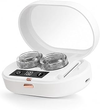 Ultrasonic Contact Lens Cleaner Machine, Vibration Contact Lens Cleaner Case with Digital Timer, Portable Sonic Contact Lenses Cleaner Machine Fit Disposable Soft, Colored & RGP Lenses