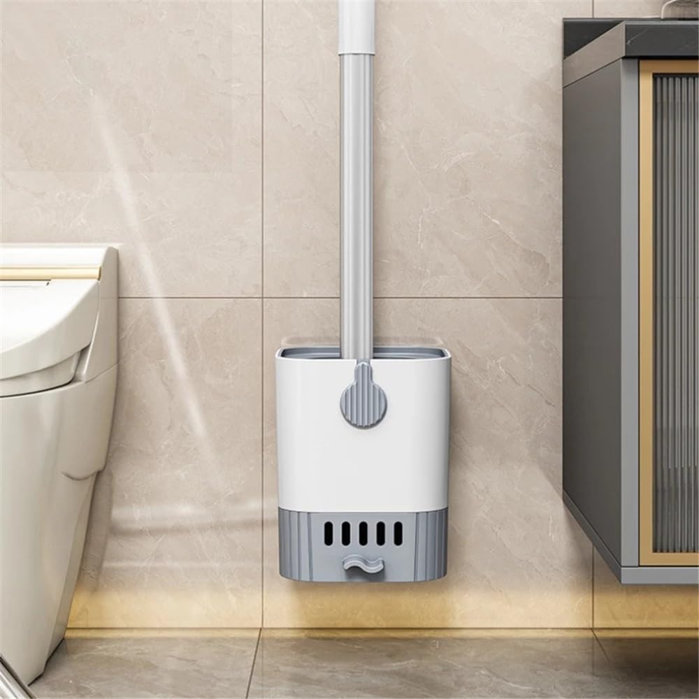 Scopino per WC salvaspazio a Parete con Supporto, detergente per Il Bagno con Manico Lungo antigoccia, Accessori Essenziali per la Ciotola per Piccoli spazi