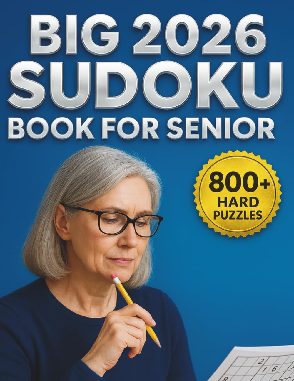 Sudoku Book for Seniors Large Print 2026: 800+ Hard Puzzles: Challenging Brain Games for Older Adults | Advanced Level Vision Friendly Big Print