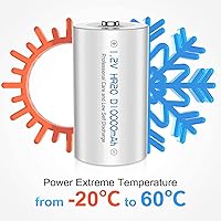 Vista 7 de POWEROWL Baterías recargables D de 10000 mAh de baja autodescarga, NiMH, precargadas, 4 unidades (Recharge Universal)