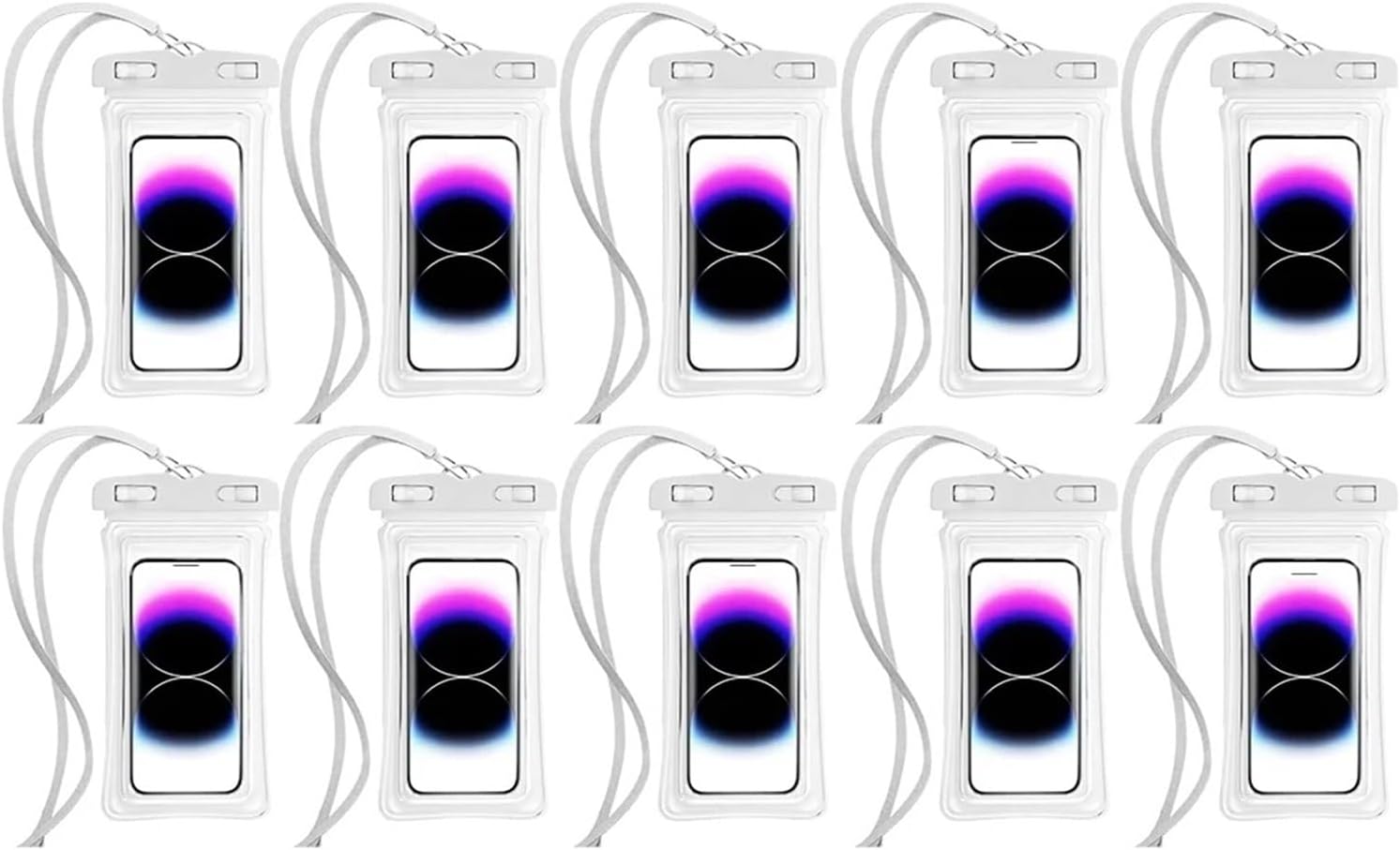 Floating Waterproof Phone Pouch Universal Water Resistant Case Under 7.2 Inches Dry Bag Essential For Sport(White-10PC)