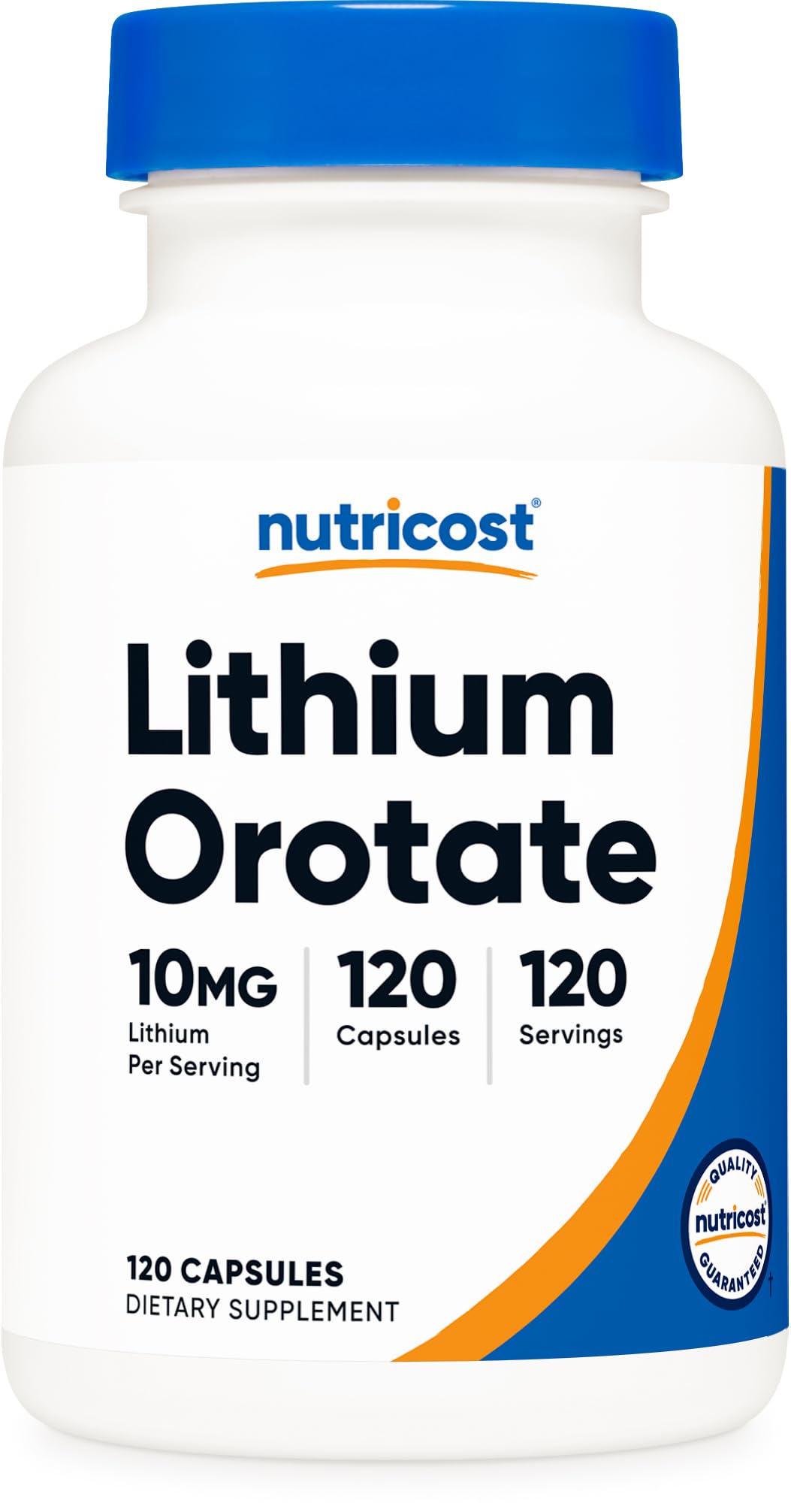 Nutricost Lithium Orotate (10mg) 120 Capsules, Vegan Lithium Supplement 120 Count (Pack of 1)
