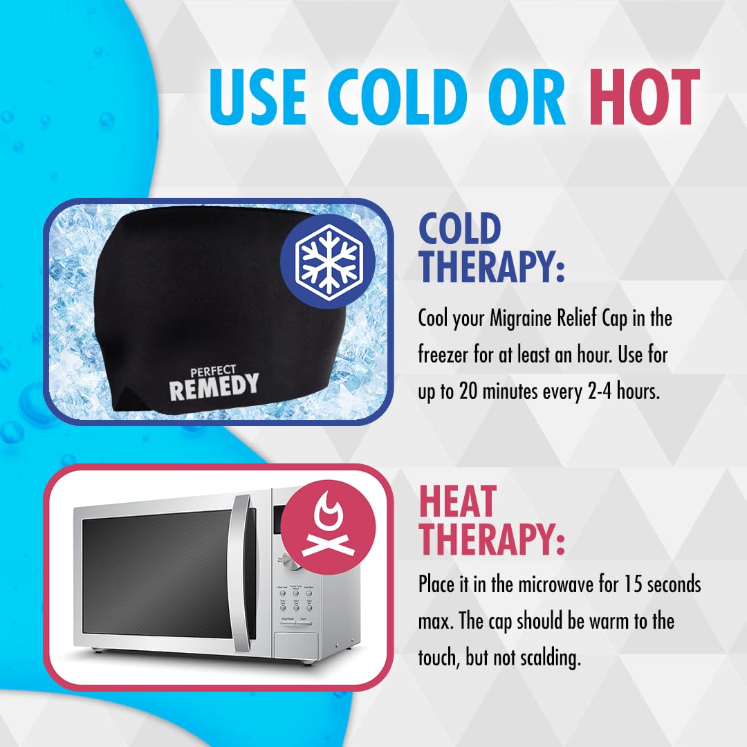 Neurocuffia Emicrania Ideata da Medici – Cappuccio per Mal di Testa con Cuscinetto di Ghiaccio Gel Riutilizzabile Integrato – Cappello per Emicrania e Sinusite che Avvolge la Testa a 360° (Nero)