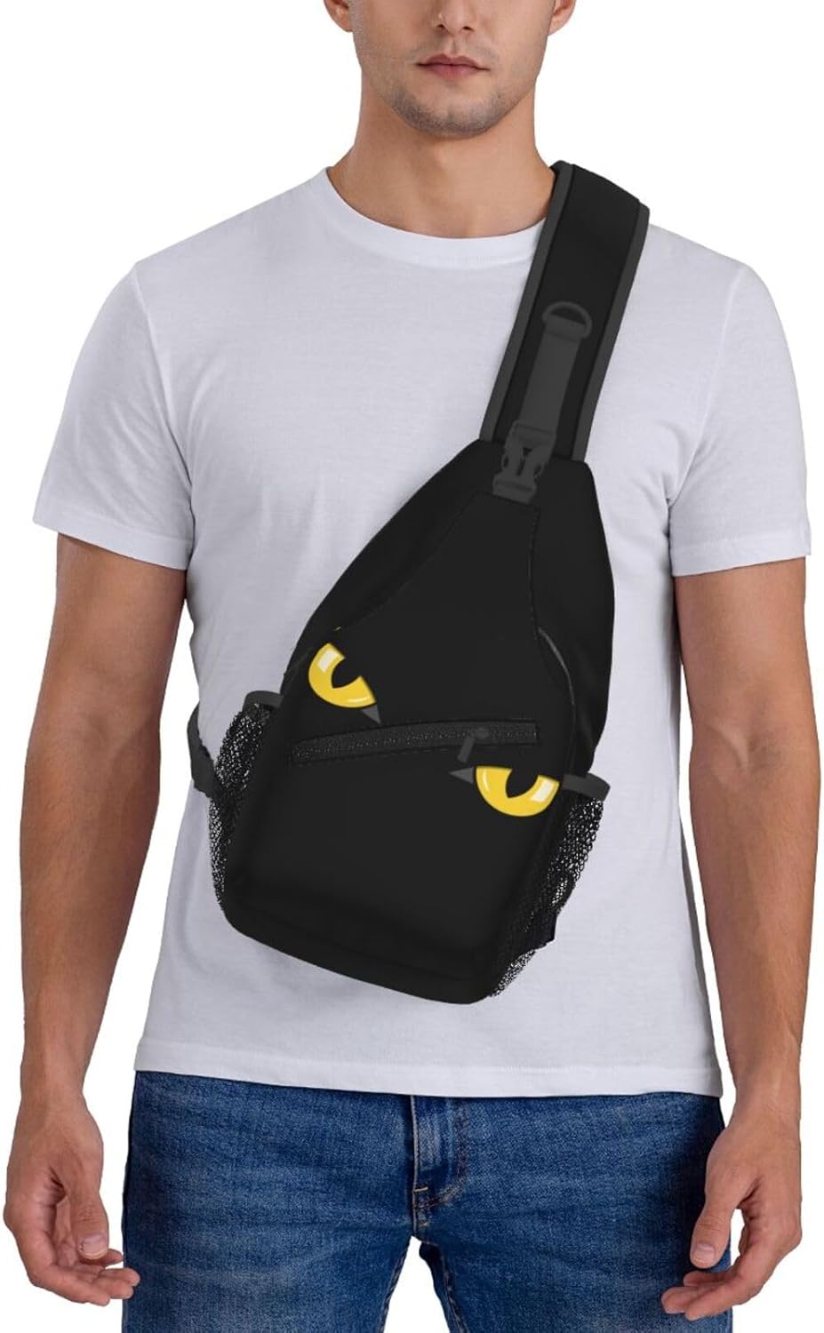 Cat Eyes Black Sling Crossbody Bag - Travel Hiking Chest Backpack, Casual Daypack For Women And Men, Lightweight Shoulder Purse For Daily Use And Outdoor Adventures