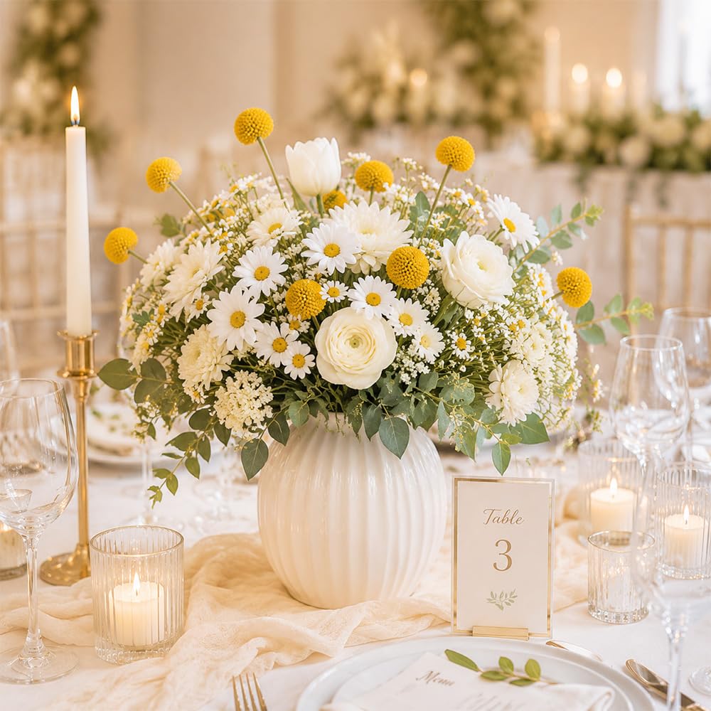 50 Stück Billy Bälle Blumen Getrocknet, Natürliche Craspedia Globosa Getrocknete Blumen Trockenblumen Gelb Billy Bälle für Blumenarrangements Craspedia Globes Decor für Hochzeit, Zuhause (50 Stück)