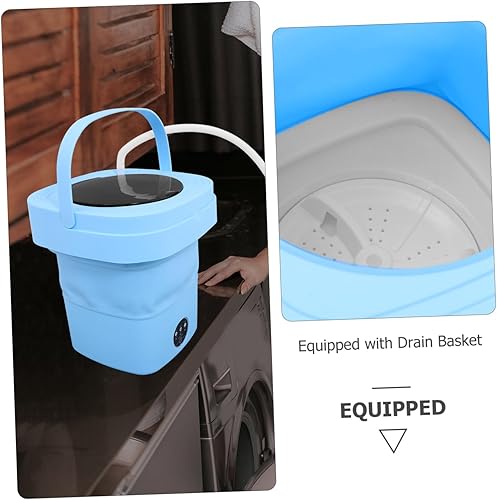 Miniatura 3 de Mini lavadora plegable portátil Lavadora eléctrica compacta con cesta de drenaje y tubería Pequeño electrodoméstico de lavandería de alta velocidad