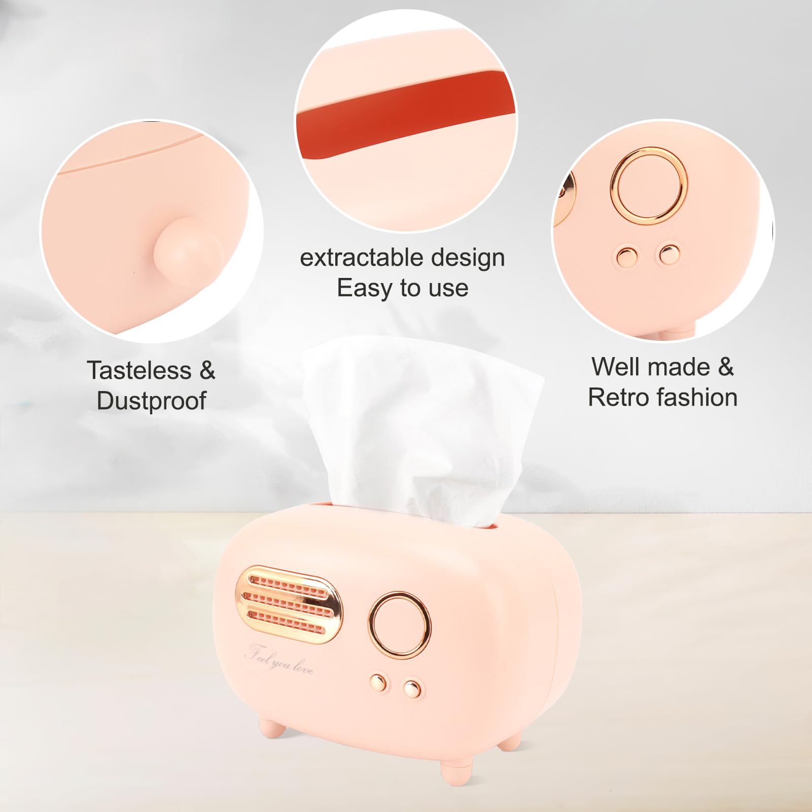 Porta Fazzoletti A Forma Di Radio Vintage - In Plastica, Design Retr&ograve;, Per Casa, Ufficio, Auto