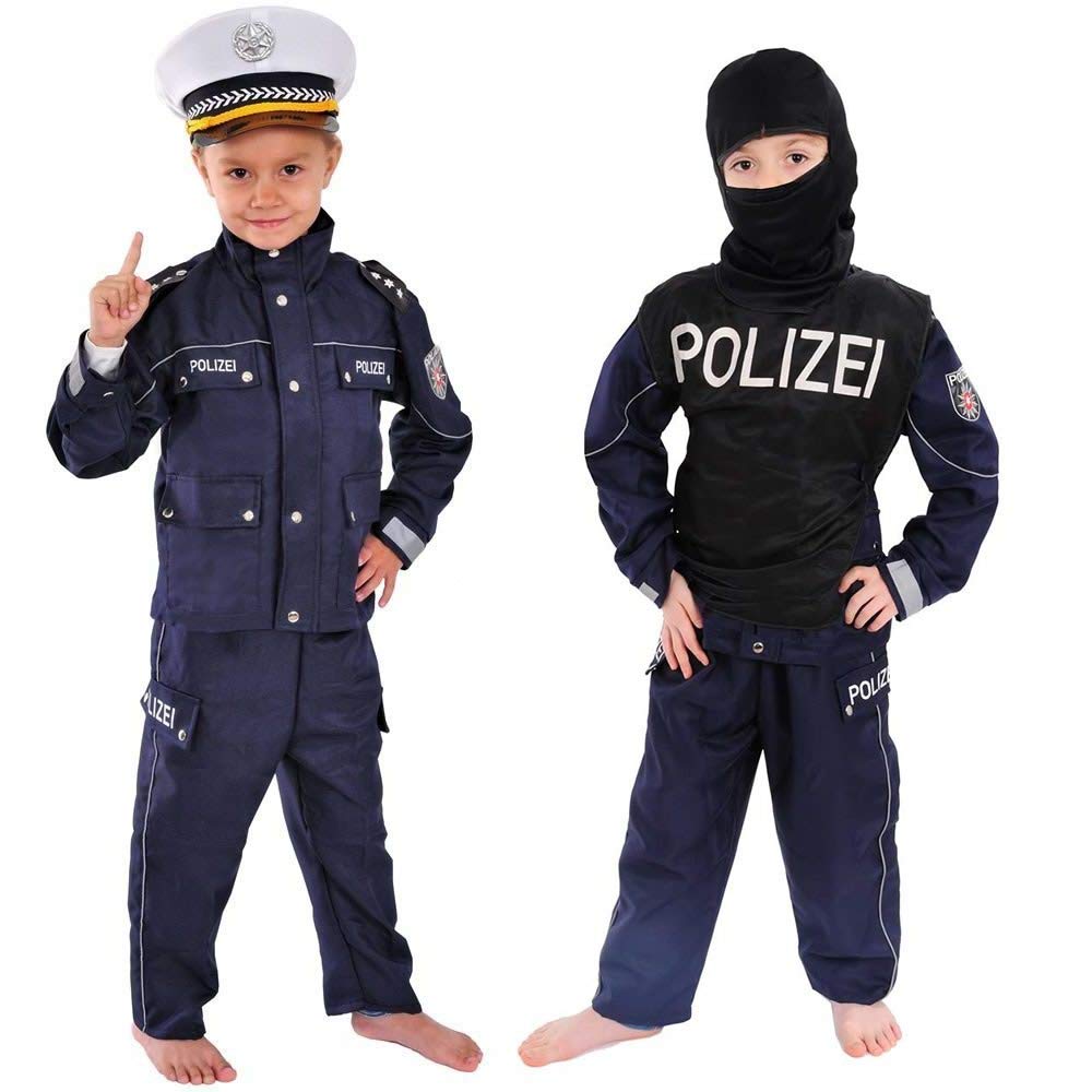 Polizei Kinder Einsatzkommando Kostüm 122-128 für Fasching Karneval Polizist SEK