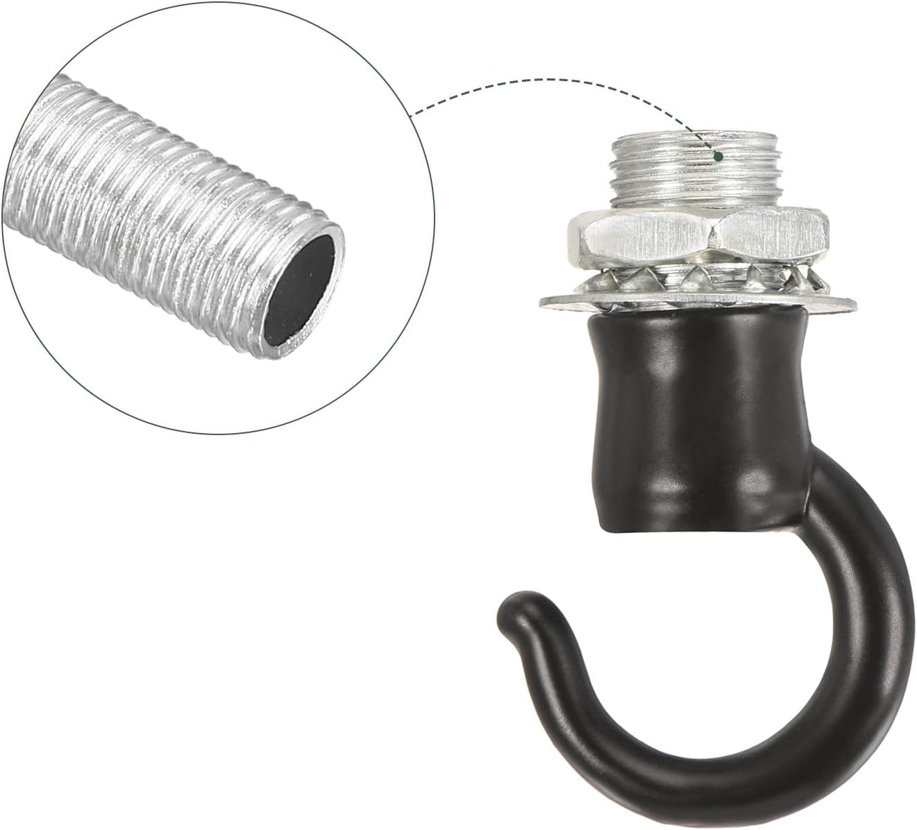 YOKIVE 2 Pack Lamp Pipe Nipple, 49cm Length M10 Thread 1mm Pitch Zinc Plated Pipe Lamp Parts, Great for Light Fittings