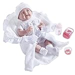 JC Toys Soft Body La Newborn in White Bunting and Accessories., 15.5 (18786)