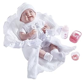 JC Toys Soft Body La Newborn in White Bunting and Accessories., 15.5 (18786)