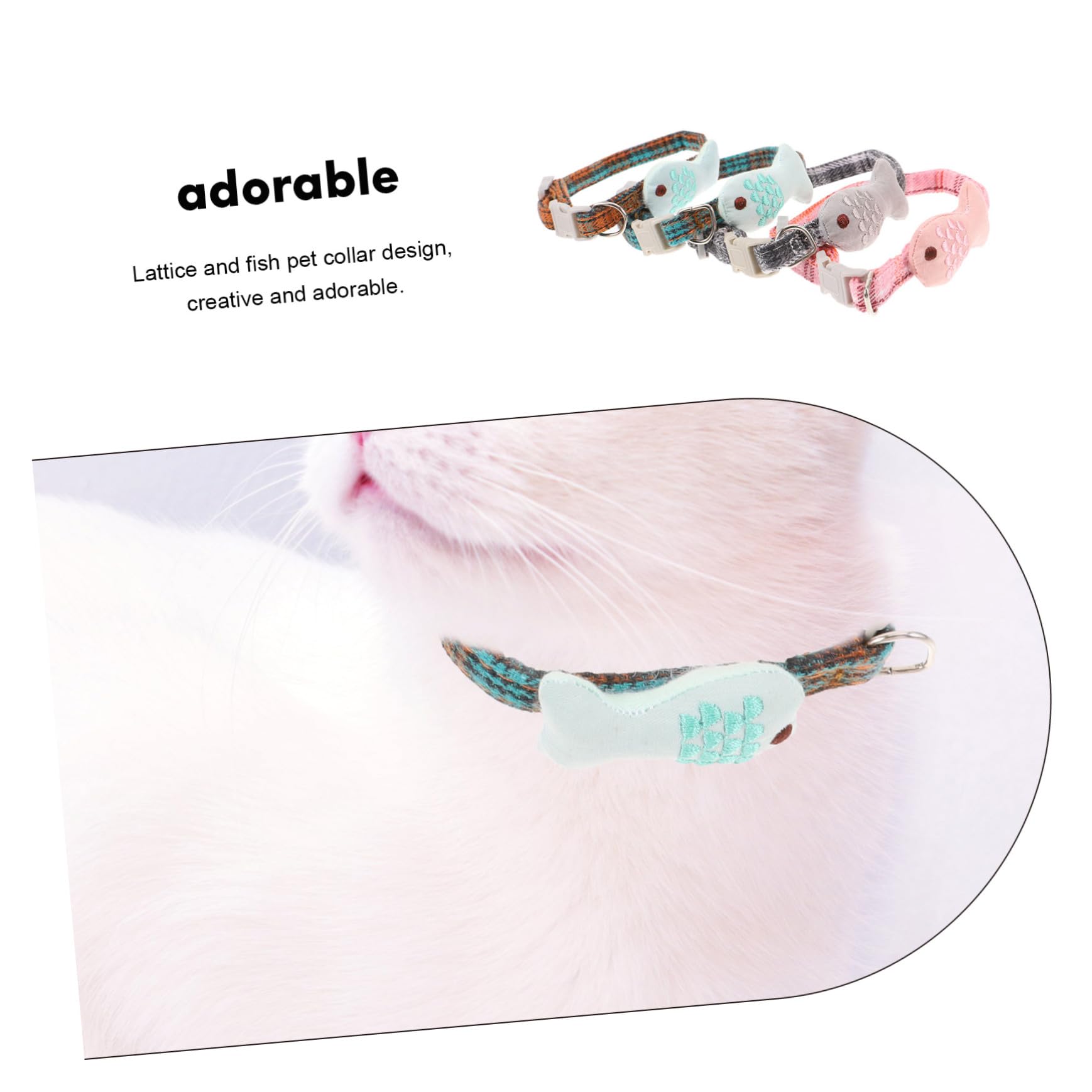 VANZACK 12stücke Teiliges Katzenhalsband-Set Verstellbar Mit Fischform Und Karomuster Für Stilvolle Katzen Mixfarben Leicht Anzulegen Perfektes Accessoire Für Ihr Haustier