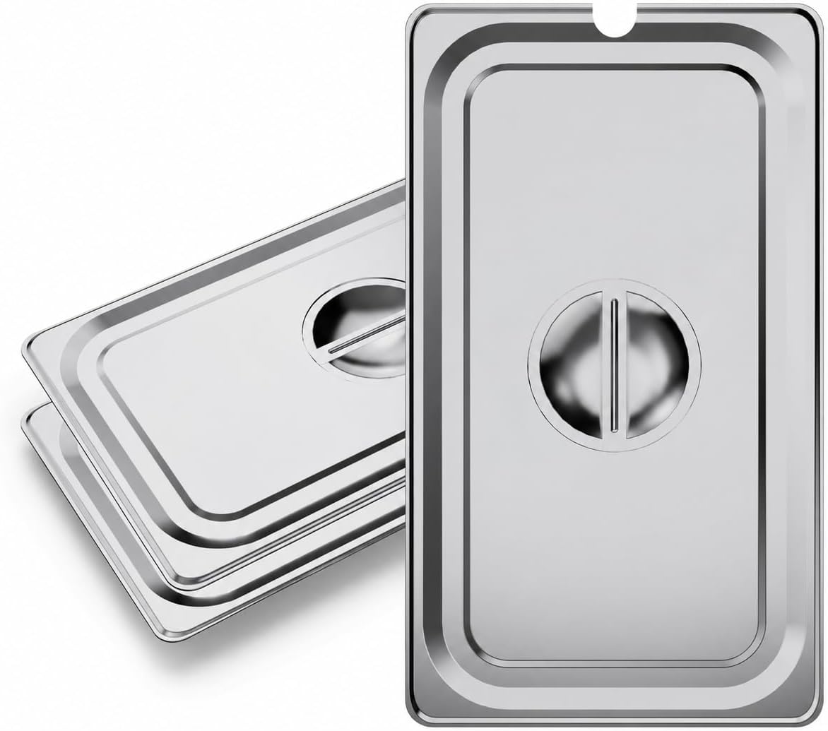 WantJoin Steam Table Hotel Pan Lids 6 Pack Notched Cover for 1/1 Full Size Stainless Steel Metal Tray Sets Food Storage Container Restaurant Chafing Dishes Commercial Buffet Warmer Catering Supplies