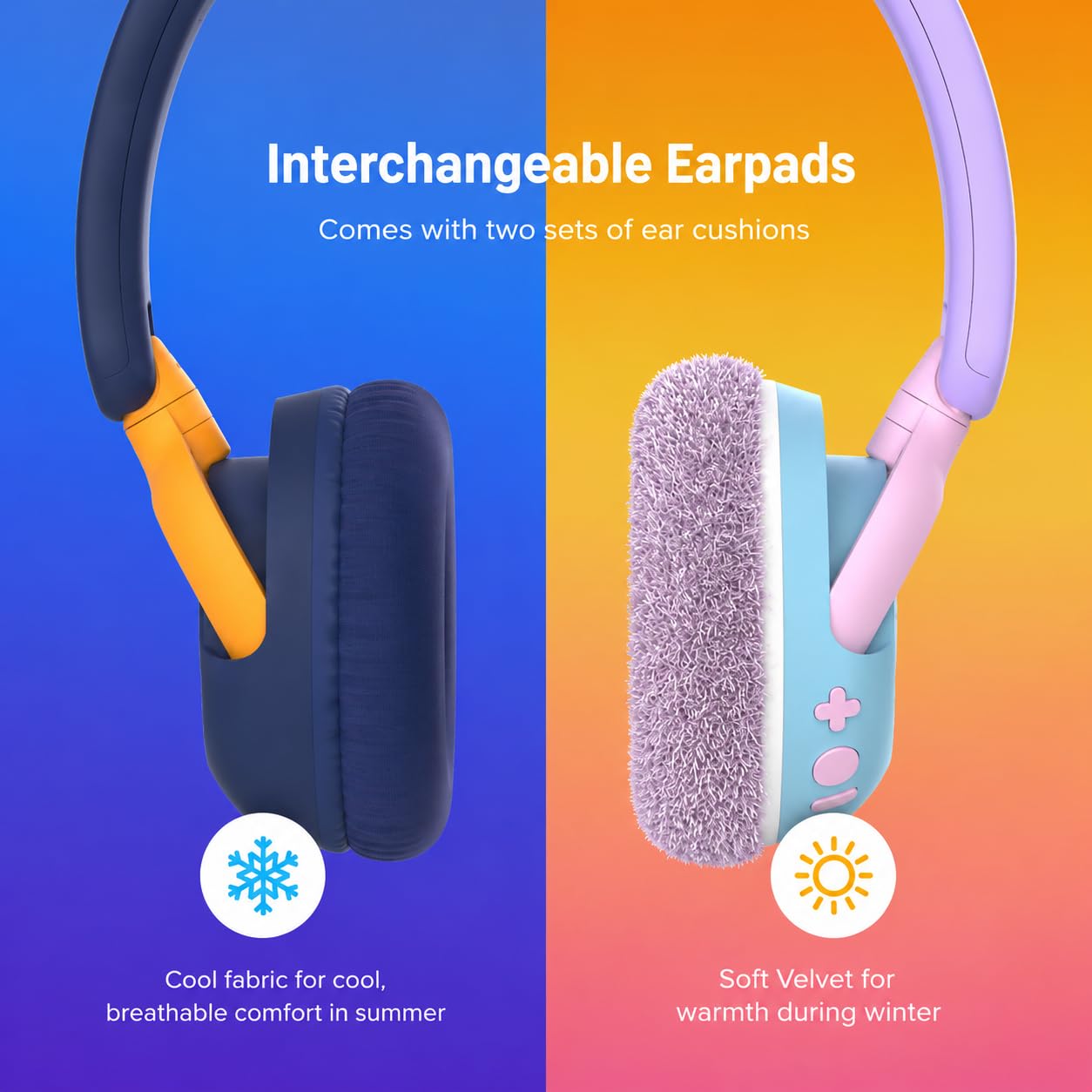 myFirst CareBuds Max – Kabellose Kopfhörer für Kinder mit Mikrofon, austauschbare Ohrpolster, intelligente Lautstärkebegrenzung, 52 Stunden Spielzeit, schnelles Aufladen (Cotton Candy Mix)