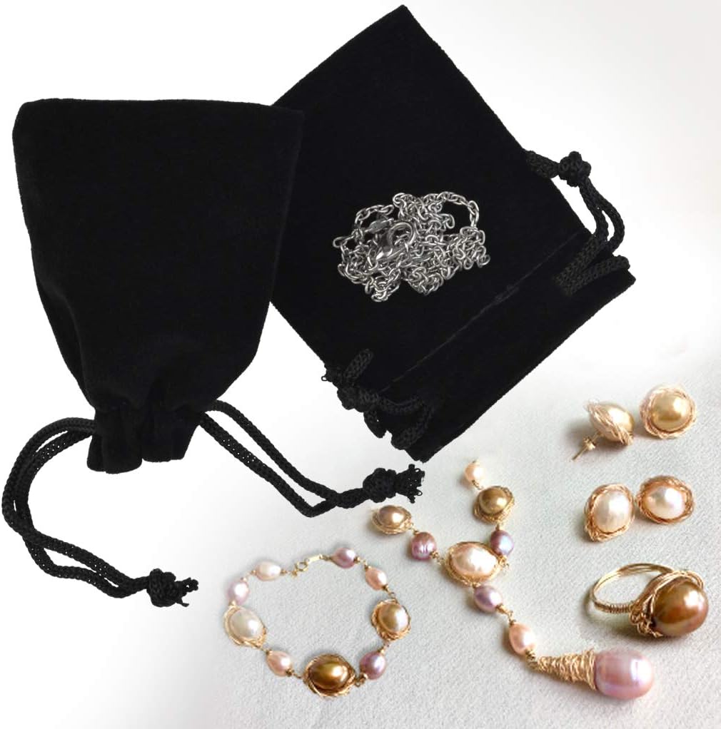 Nydotd 100pcs 2 X 2.8 inch Black Velvet Cloth Jewelry Pouches Velvet Drawstring Bags Christmas Candy Gift Bag Pouch for Wedding Favors Gifts, Event Supplies Party Favors - Image 7