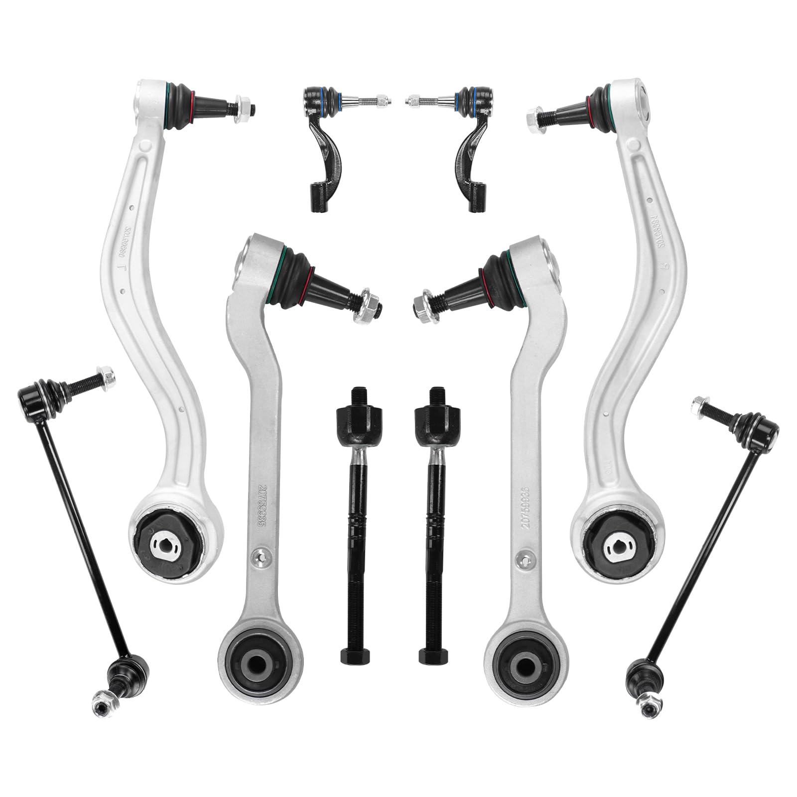 10Pcs Suspension Kit Front Lower Control Arm Stabilizer Sway Bar Tie Rod End Link Replacement for Cadillac ATS 2013-2019 Cadillac CT4 2020-2022 -MS501277 MS501281 ES801231 K750680