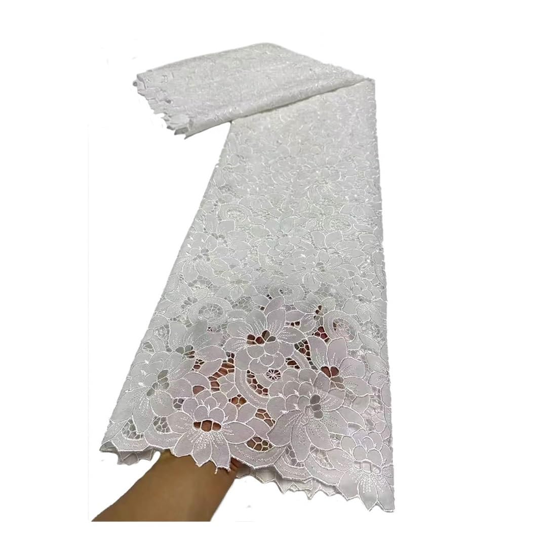 Haftowana koronka z kwiatowym wzorem, rozpuszczalna w wodzie tkanina koronkowa 5 jardów 1,1 kg Hollow kwiatowy haft do wielokolorowej sukienki (biały)