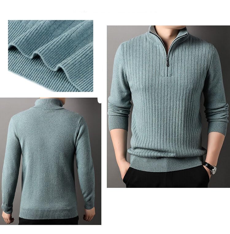 Men's Quarter Zip Sweaters Slim Fit Lightweight Knitted Mock Neck Pullover Casual Polo Sweaters3